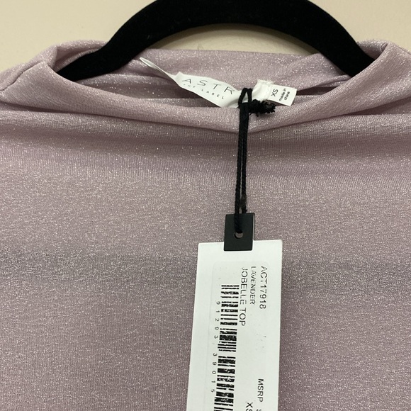 ASTR the Label LAVENDER JOBELLE LUREX MOCK NECK LONG SLEEVE TOP - Picture 5 of 9